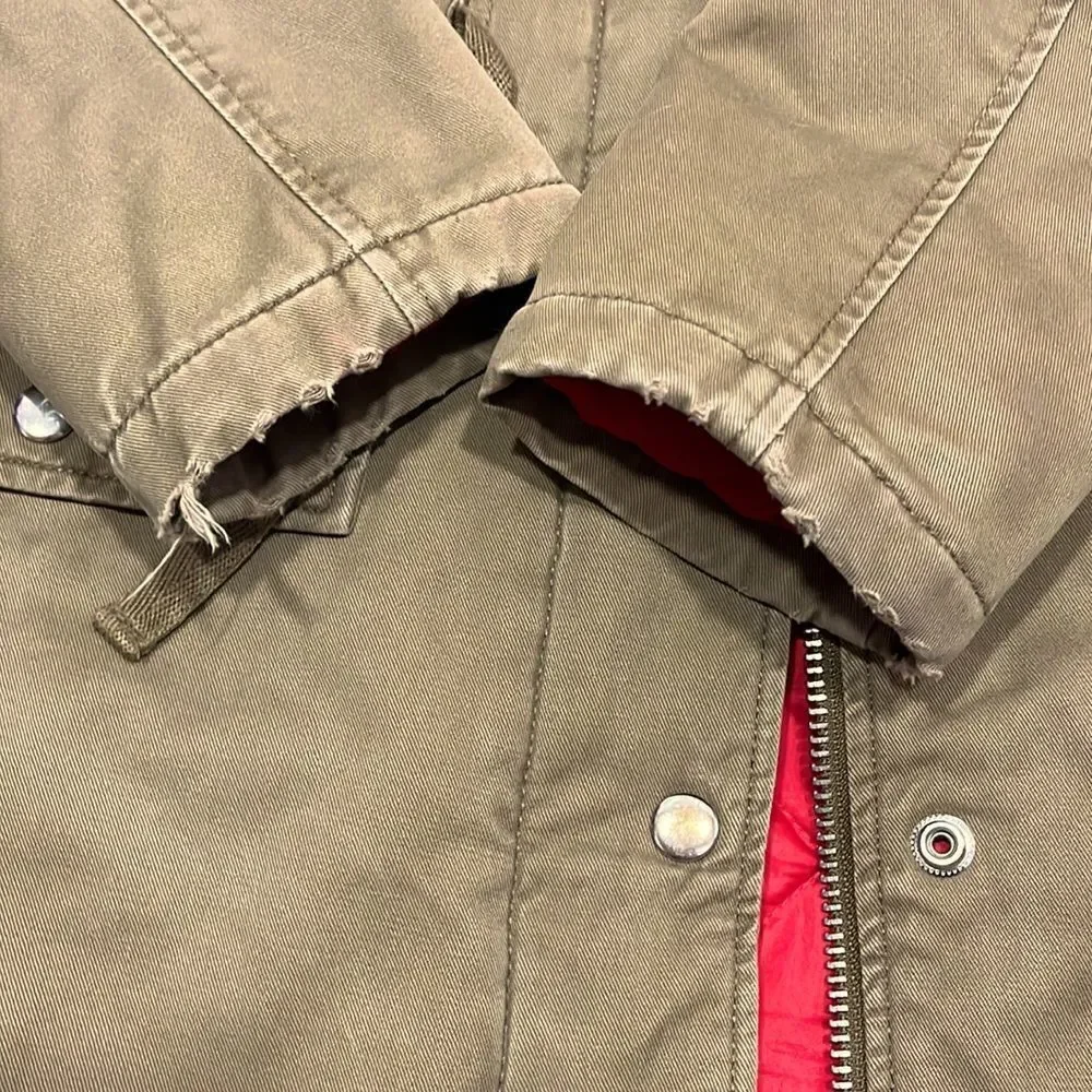 Top shop tan hooded full zip cargo coat